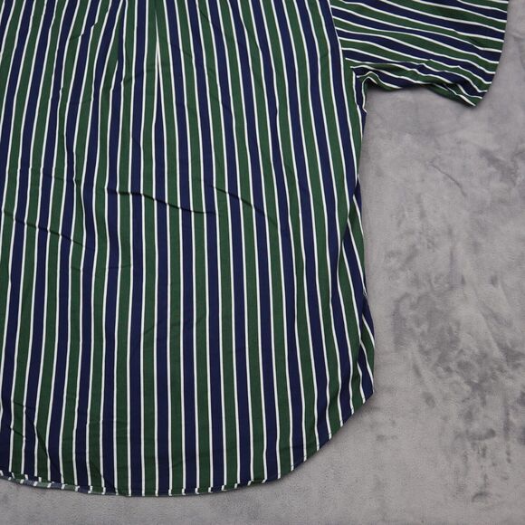 Tommy Hilfiger Shirt Mens Large Blue Green Striped Logo Button Up Casual - Picture 15 of 15